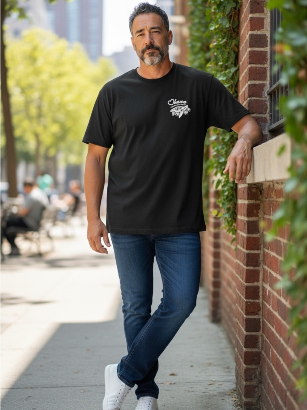 Black Graphic Tee - Classic Men's Short Sleeve Shirt “Ohana”